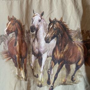polar Graphic USA equestrian Horse Men’s Large P2P 24” X 30” Shoulder-hem Beige
